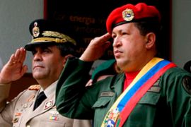 Raul Baduel former Venezuelan defence minister and Hugo Chavez the president