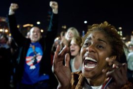 Obama supporters celebrate election win