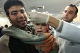 Injured Palestinian boy Israel bombardment