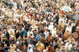 residents gather to protest the deteriorating law and order situation in Pakistan''s volatile Swat valley