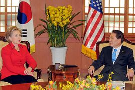 us secretary of state hillary clinton in south korea