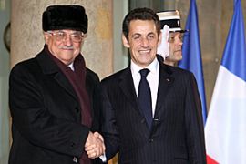Mahmoud Abbas and Nicolas Sarkozy