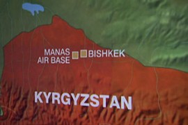 map Kyrgyzstan showing Manas airbase Bishkek
