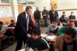 Middle East envoy Blair visits UN-run school in the Beit Lahiya