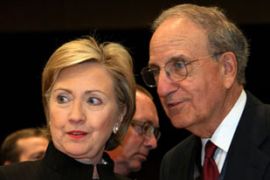 clinton and mitchell at Gaza donors conference