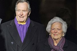 Former US President George Bush and First Lady Barbara Bush