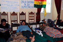 evo morales bolivian president pa laz hunger strike protest constitution election