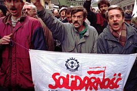 Solidarity protesters, Warsaw, Poland, 1997