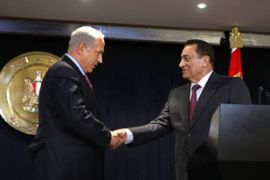 Benyamin Netanyahu - Israeli prime minister meet Hosni Mubarak Egyptian president