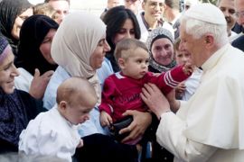 pope at palestinian aida camp, bethlehem