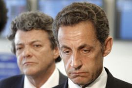 Nicolas Sarkozy, French president, visit airport after plane accident