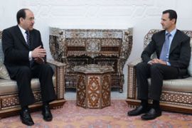 Nuri al-Maliki, Iraqi prime minister, meet Bashar al-Assad, Syrian president