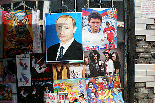 ABKHAZIA GALLERY A picture of Russian prime minister Vladimir Putin for sale at a street stall in Sukhumi