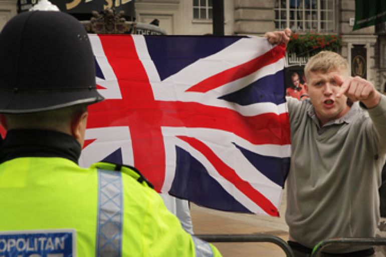 British far-right protestor