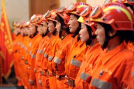Chinese disaster relief personnel