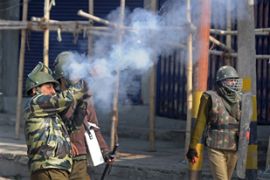 Indian Police fire tear gas at