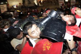 red shirts protests soldier injured