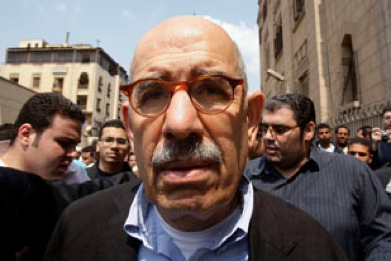 ElBaradei is seen with fellow worshippers