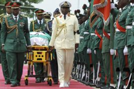 The honour guard escort the body of Nigerian President President Umaru Yar''Adua