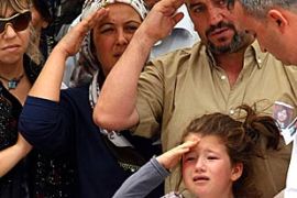 Relatives at funeral of Buse Sariyag, 17, one of victims of the bomb attack in Istanbul