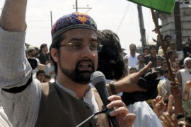Separatist leader Mirwaiz Umar Farooq leading protest in Kashmir