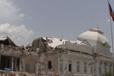 Haiti building destroyed after massive earthquake