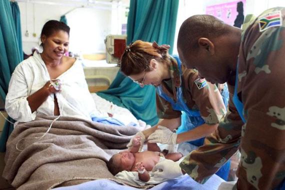 Soldiers work at Durban hospital