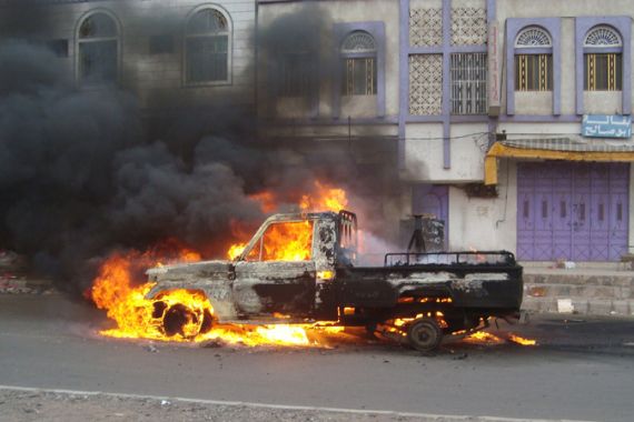 Truck burns in Yemen after clashes in south