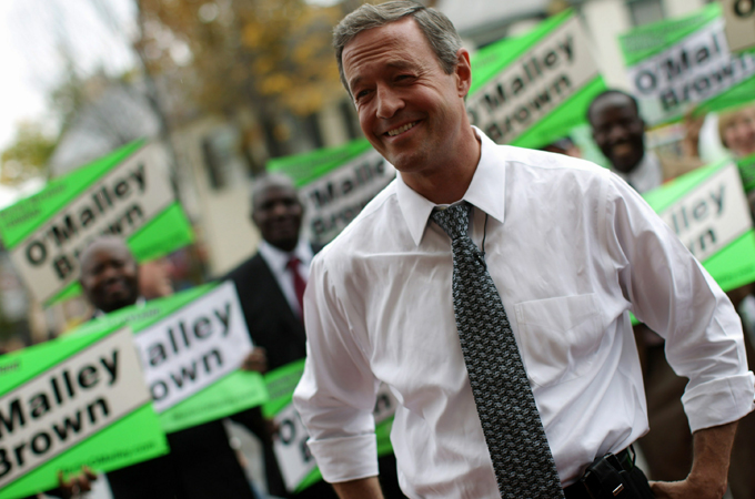O'Malley with cheering supporters