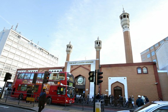 British Muslims line up each day for afternoon prayer in East London