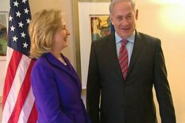 Hillary Clinton with Israeli Prime Minister Benyamin at Mideast Policy Meeting