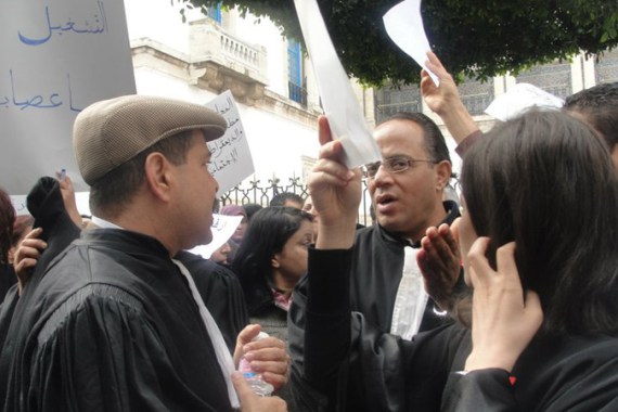 Around 300 lawyers were also reported to have rallied in a the street close to the government''s palace in the Tunisian capital of Tunis.