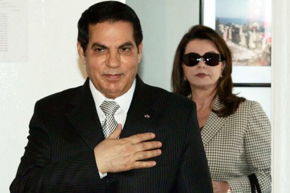president Ben Ali and his wife Leila Trabelsi