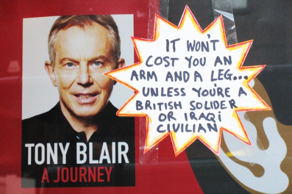 Tony Blair''s book and humorous sticker