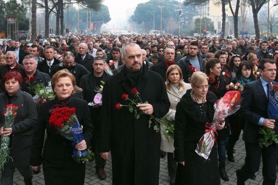 Albania protests funeral