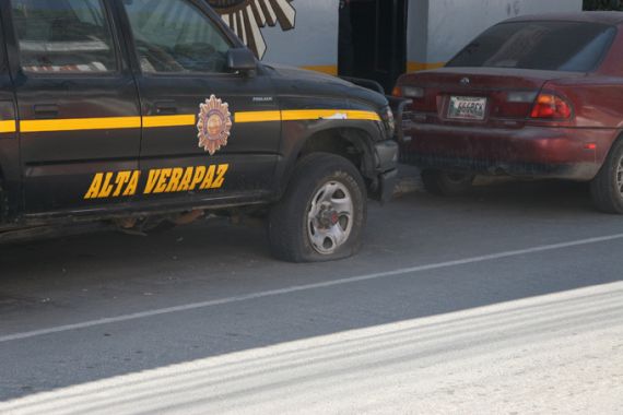 flat police tire in guatemala