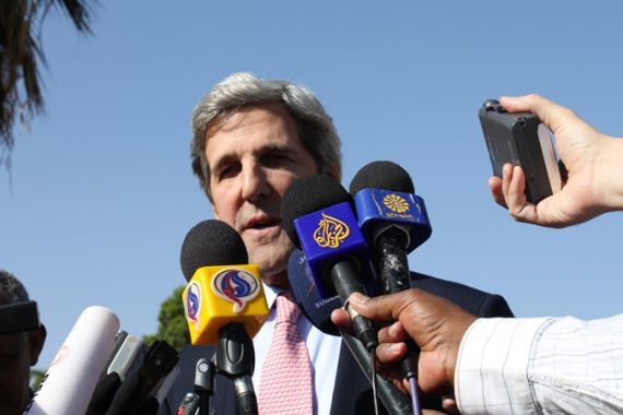 John Kerry at press conference in Sudan