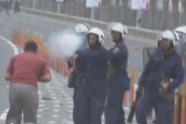 Bahrain police shoot protester with tear gas canister