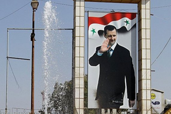 President Bashar al-Assad poster, Daraa protests