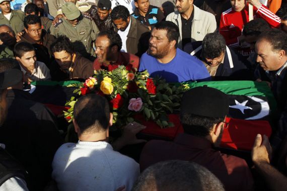 Mourners at funeral in Libya
