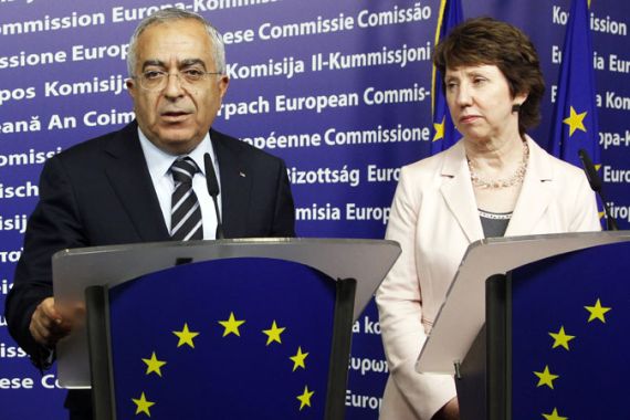 Salam Fayyad, Palestinian Prime Minister, with EU''s Catherine Ashton