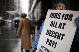 American protester demanding more jobs
