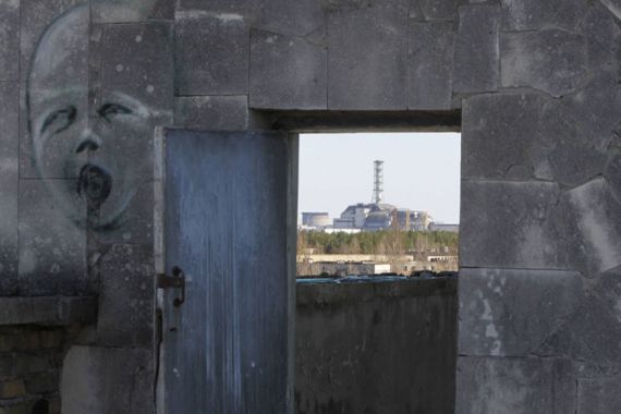 Chernobyl seen through deserted buildings