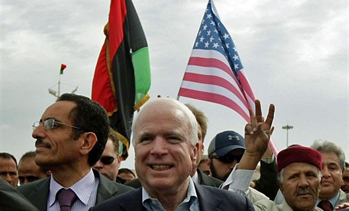 LIBYAN ARAB JAMAHIRIYA, BENGHAZI : US Rebuplican senator John McCain