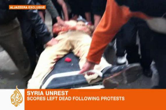Syria demonstrator shot