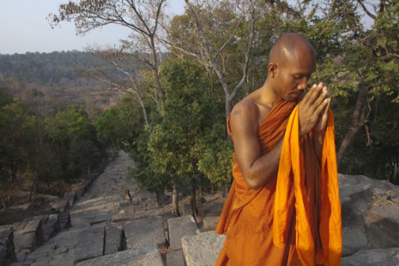 Cambodian monk at Preah Vihear temple