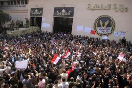 Egyptian police members protest in front of the Interior Ministry, Cairo, Egypt - Evan Hill piece