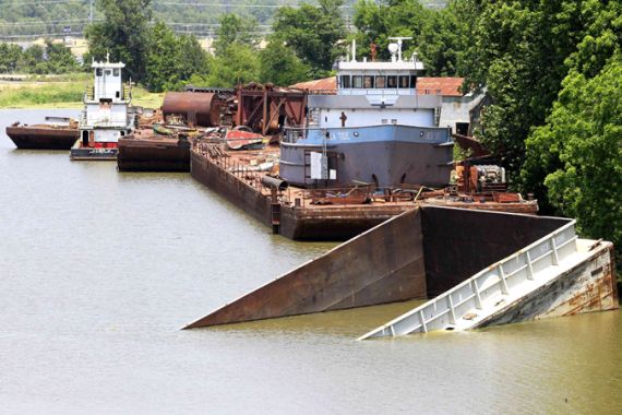 Mississippi flood barge