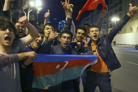 Azerbaijan fans celebrate Eurovision win