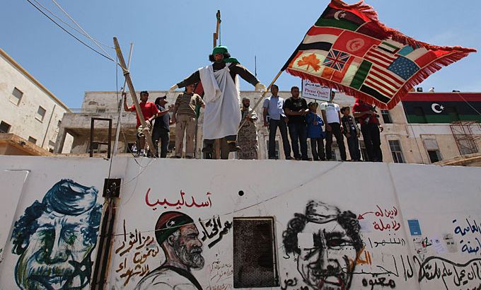 libya protests benghazi hanging gaddafi effigy